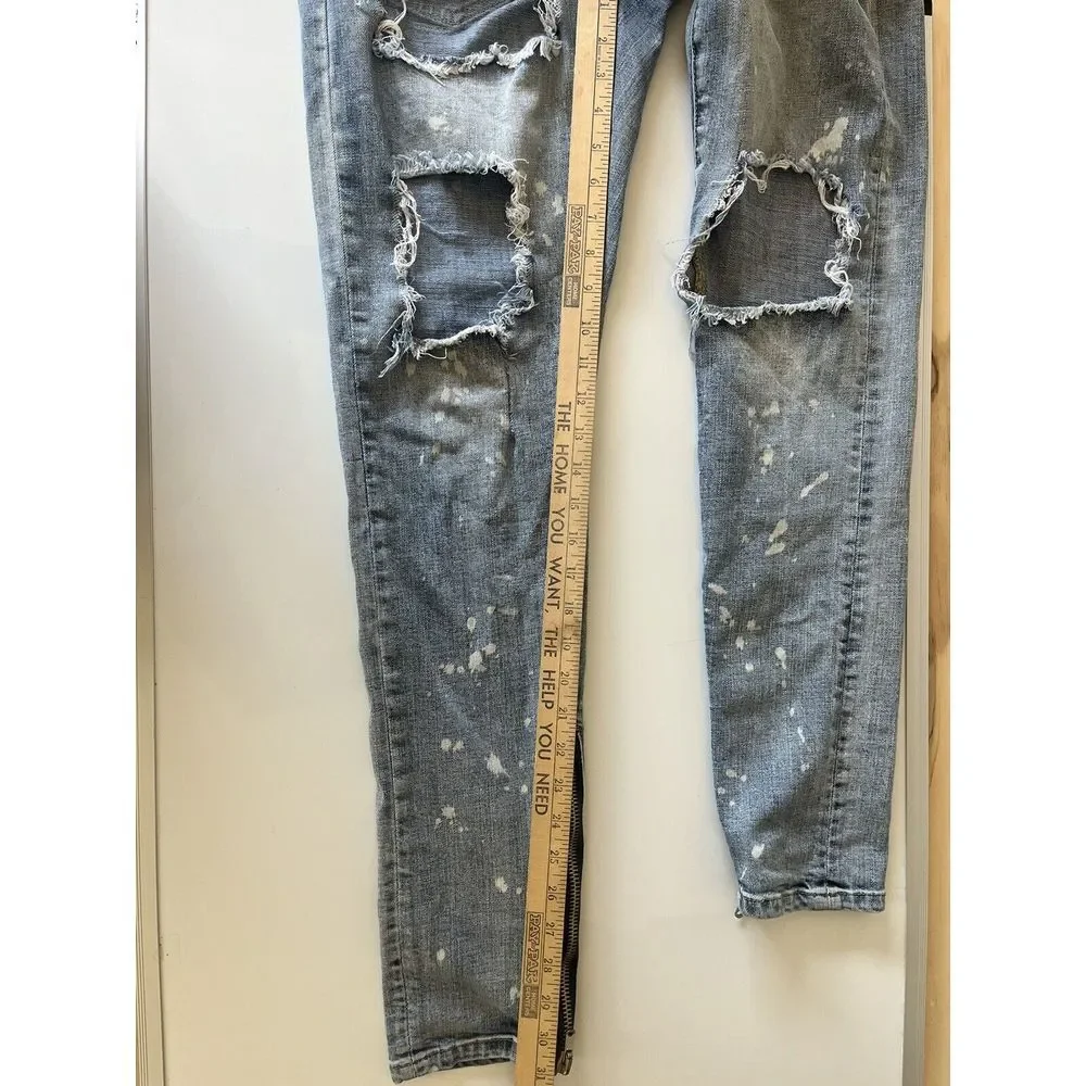 Embellish Brand Jeans Mens Size 30x31 Distressed‎ Destroy Paint Denim NYC Street - Picture 11 of 12